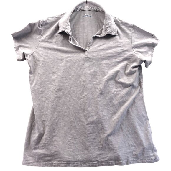 Columbia Womens Polo Shirt Large Short Sleeve Gray Athleisure Casual Classic - Picture 1 of 12